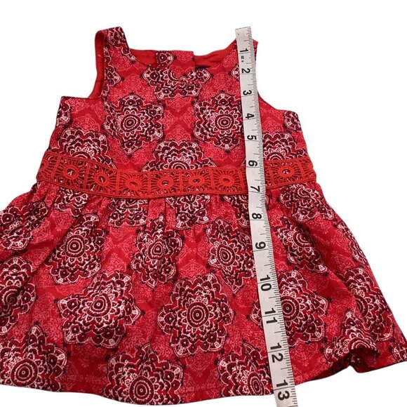 Nautica Baby Girl Handkerchief Dress 0-3M Sleeveless Red Medallion Print Cotton - Picture 7 of 15